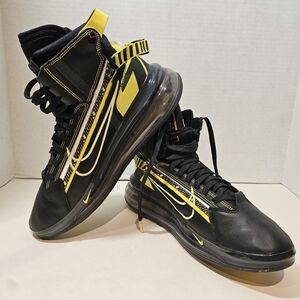 Nike Air Max 720 SATRN Shoes Mens Size 9.5 Black Yellow High Top BV7786-001